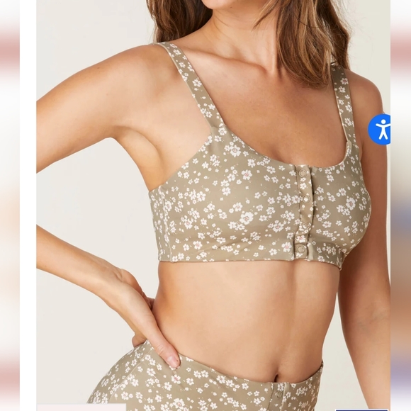 ANDIE SWIM -The Snap Scoop Top Size Medium-in ditsy floral olive - Picture 1 of 3